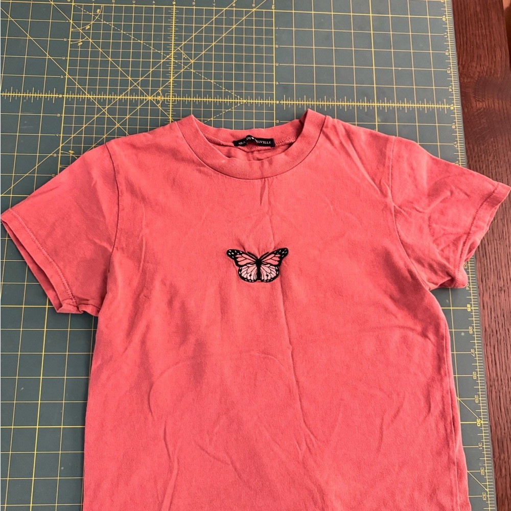 Brandy Melville Coral Butterfly Tee​